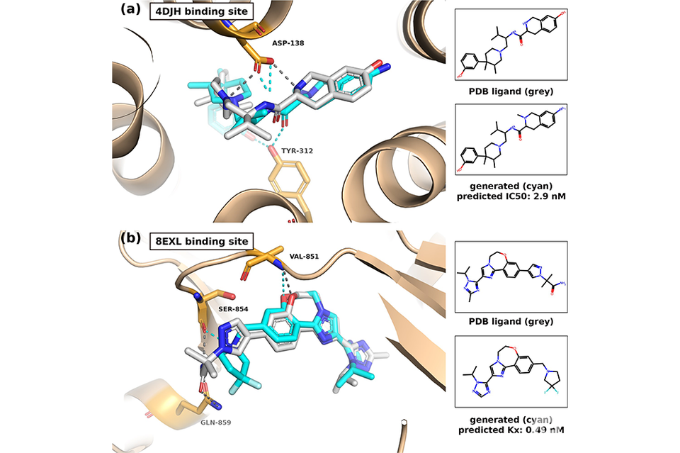 모델에서 생성된 신규 분자 구조 예시. (사진=지스트)