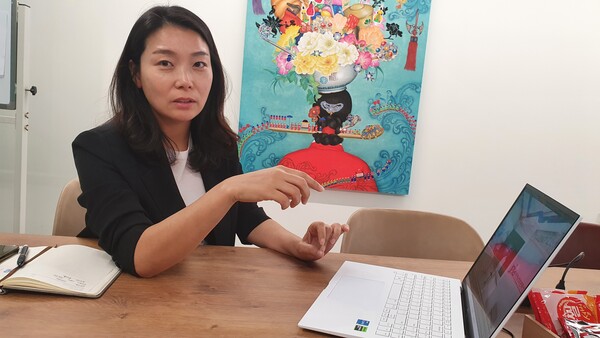 임지숙 스마트큐브 대표가 '윌드'의 가상관광 콘텐츠에 대해 설명하고 있다. (사진=AI포스트)