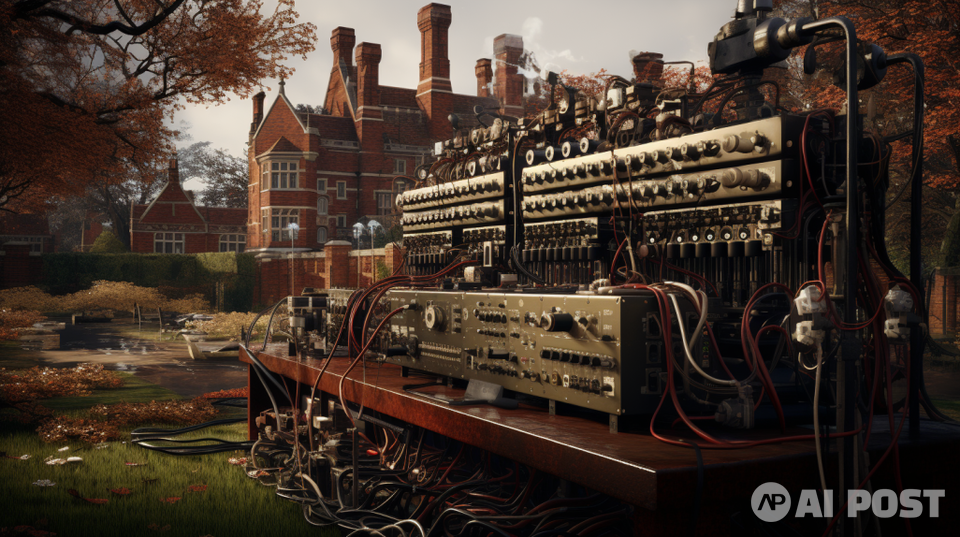 AI 정상회담이 열리는 블레츨리 공원은 제2차 세계대전 동안 영국이 독일의 암호 '에니그마(Enigma)'를 해독한 본거지다. 영화 '이미테이션 게임'에 등장해 유명세를 탔다. (사진=미드저니)