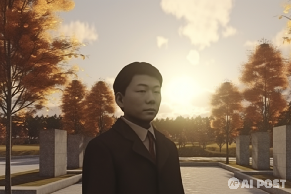 AI가 만든 정율성 작곡가와 공원. (사진=미드저니·AI포스트)