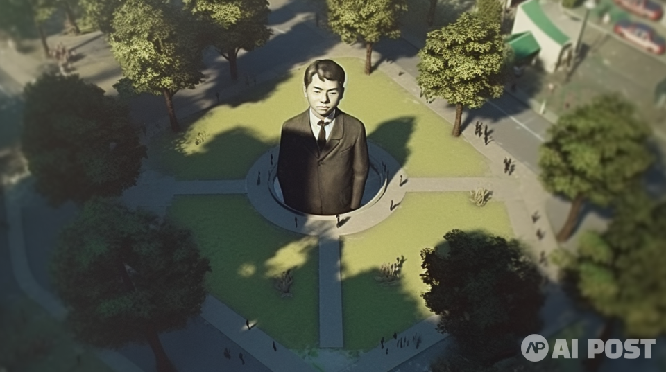 AI가 만든 정율성 작곡가와 공원. (사진=미드저니·AI포스트)