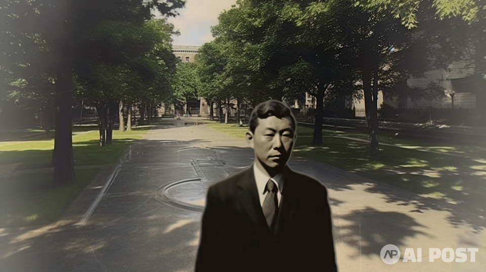 AI가 만든 정율성 작곡가와 공원. (사진=미드저니·AI포스트)