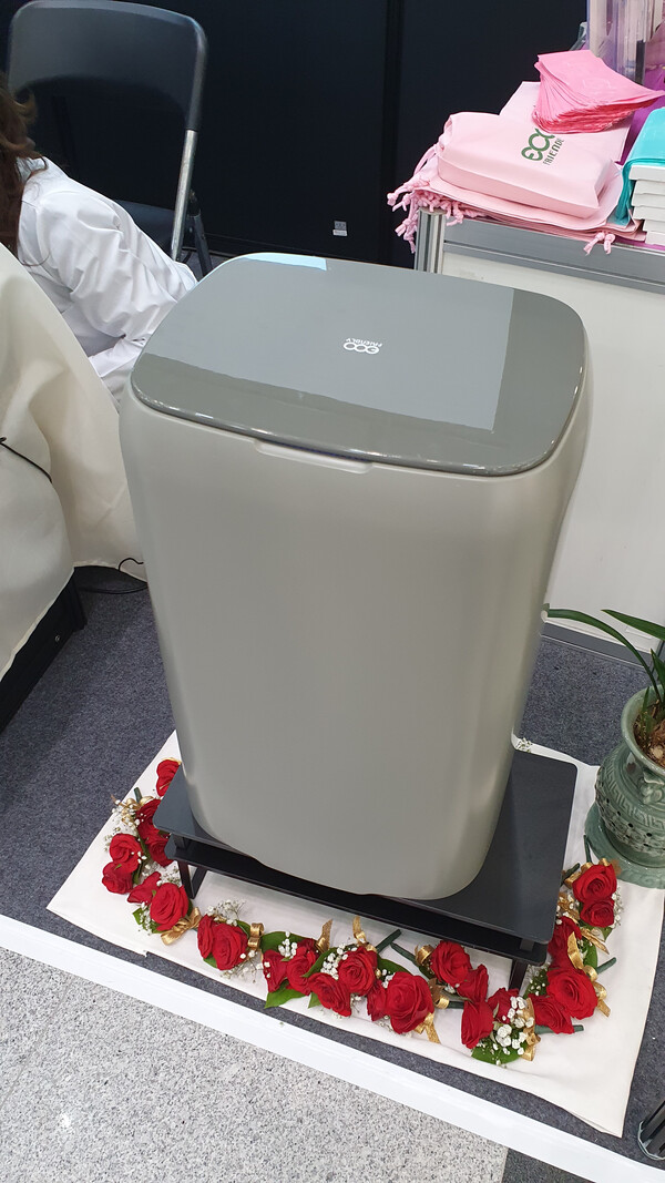 에코프랜들리가 선보인 스마트 건조 살균기의 모습. (사진=AI포스트 나호정 기자)