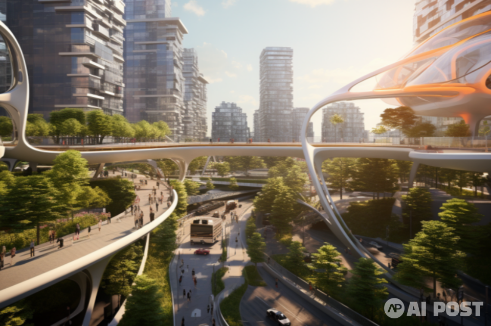 AI가 그린 '첨단기술로 발전한 광주의 미래 모습'. (사진=미드저니)