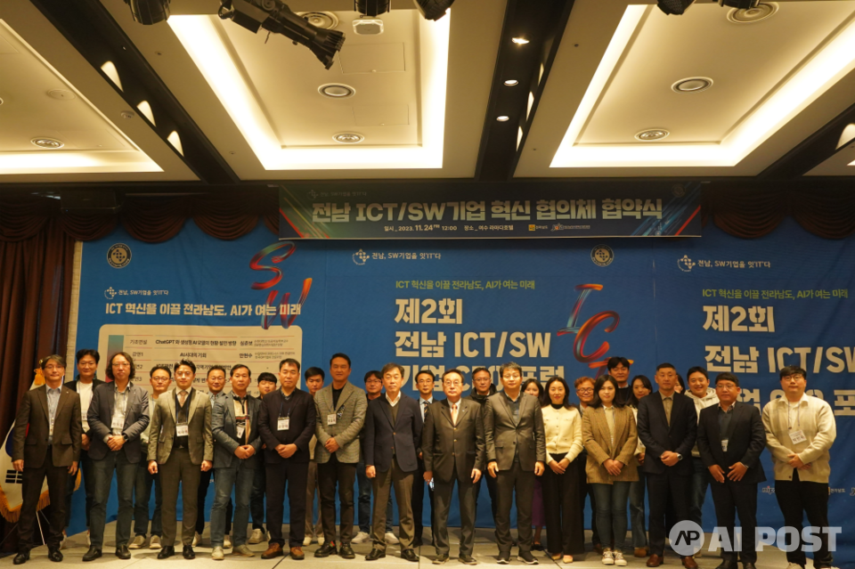 전남 ICTSW기업 혁신협의체 협약식 단체 사진. (사진=전남정보문화산업진흥원)