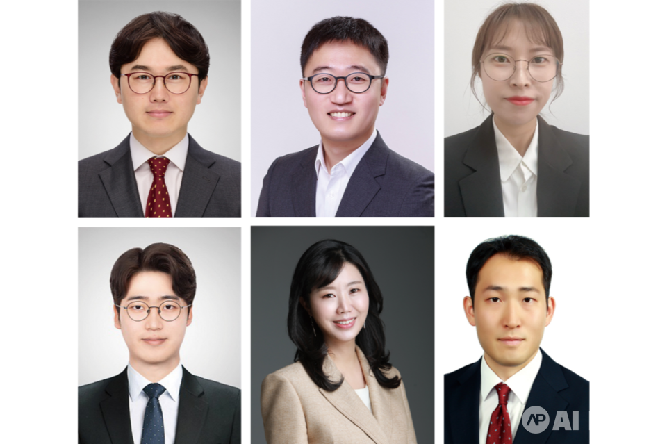 윗줄 왼쪽부터 정관호 박사(조선대 조교수), 이승화 박사(창원대 조교수), 양유리 박사 (강원대 조교수). 아랫줄 왼쪽부터 문석윤 박사(서울과학기술대 조교수), 최윤형 박사(고려대 부교수), 손락훈 박사(부경대 조교수). (사진=지스트)