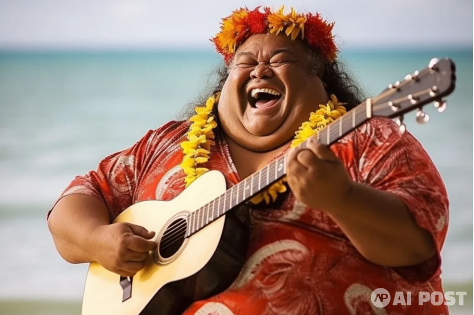 우쿨렐레 대신 기타를 연주하고 있는 이즈라엘 카마카위올레. (사진=레딧)