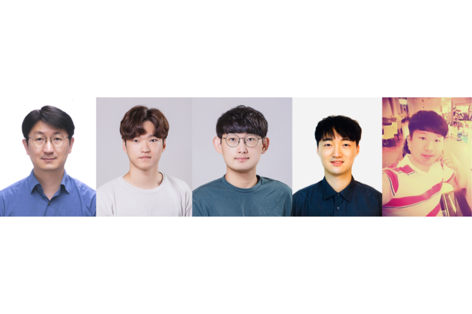 왼쪽부터 융합기술학제학부 이규빈 교수, 이성주 학생, 유연국 학생, 백승혁 학생, 과학기술연합대학원대학교 서호건 교수. (사진=지스트)