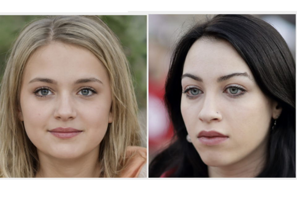 두 사진 중 어떤 사진이 AI가 만든 사진일까? 왼쪽 사진이 AI가 만든 사진, 오른쪽 사진이 실제 사람 사진. (사진=Psychological Science)