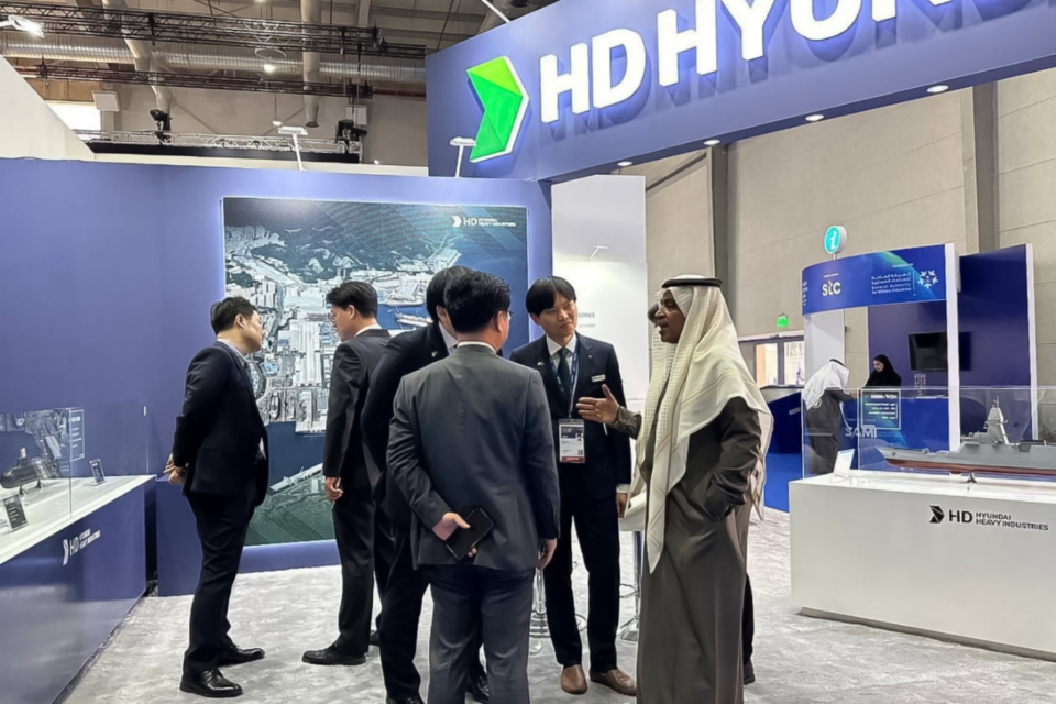 4일(일)부터 오는 8일(목)까지 사우디의 수도 리야드(Riyadh)에서 열리고 있는 ‘WDS 2024’의 HD현대중공업 부스. (사진=HD현대중공업)