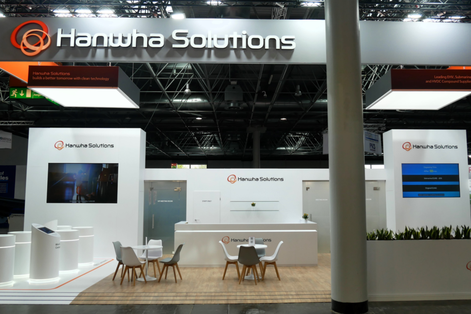 한화솔루션 ‘WIRE 2024’ 국제 케이블 전시회 참가 부스. (사진=한화솔루션)