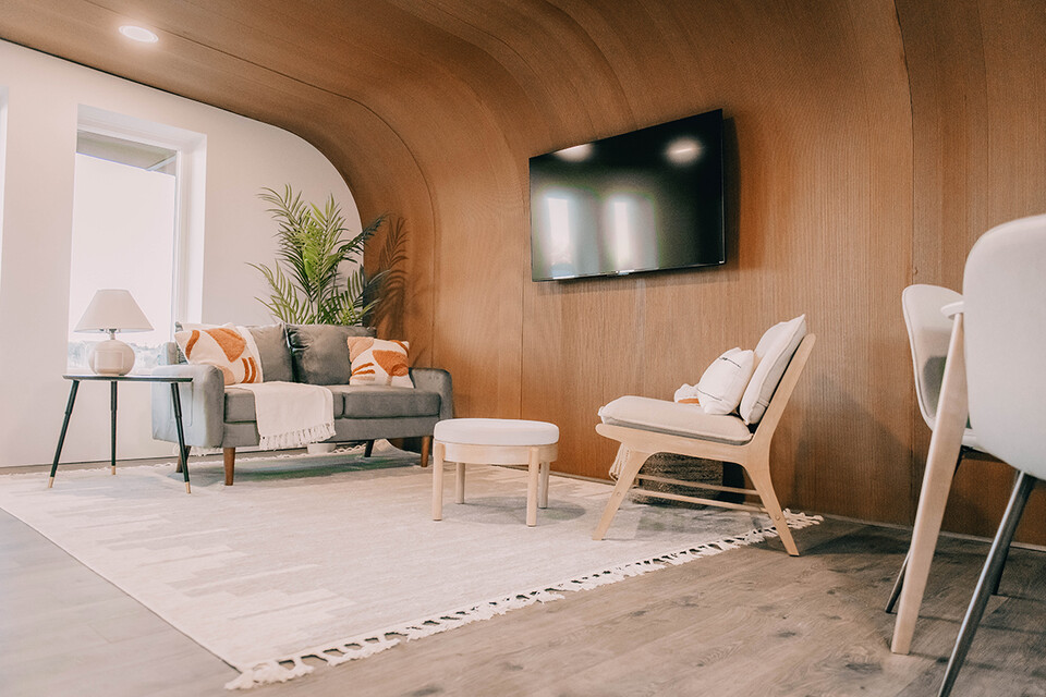 3D 프린팅 기술로 건축된 주택 내부. (사진=메인대학교)