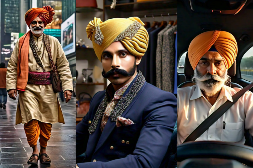 인도 남성을 그려달라는 요청에 메타 AI 모델 '이매진'은 터번을 쓴 남성들의 이미지만 생성했다. (사진=테크크런치)