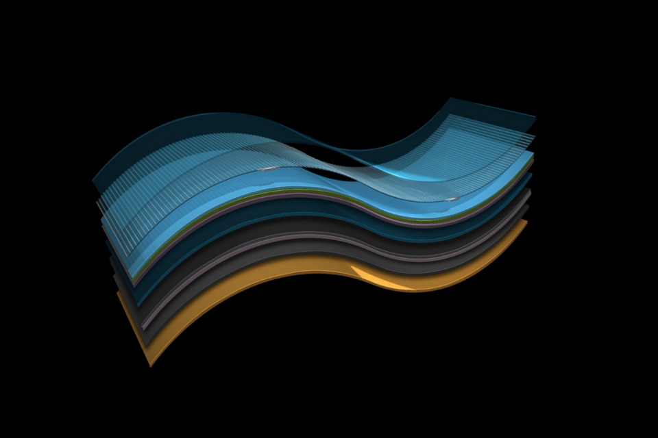 한화시스템 사내벤처 플렉셀 스페이스가 개발한 ‘우주용 탠덤 유연 태양전지’ 셀 구조. (사진=한화시스템)