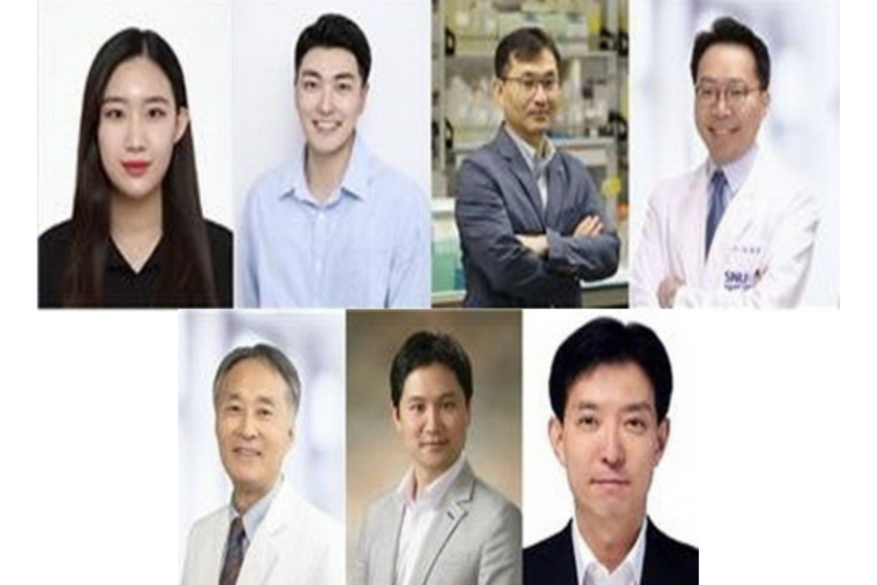 윗줄 왼쪽부터 시계방향으로 서울대학교 의과대학 박서령 연구원, 서울대학교 공과대학 최재원 연구원, 파스퇴르 연구소 김승택 박사, 서울대병원 감염내과 오명돈 교수, 서울대학교 생화학교실 정준호 교수, 서울대학교 공과대학 권성훈 교수, 서울대병원 감염내과 박완범 교수. (사진=서울대학교 공과대학)