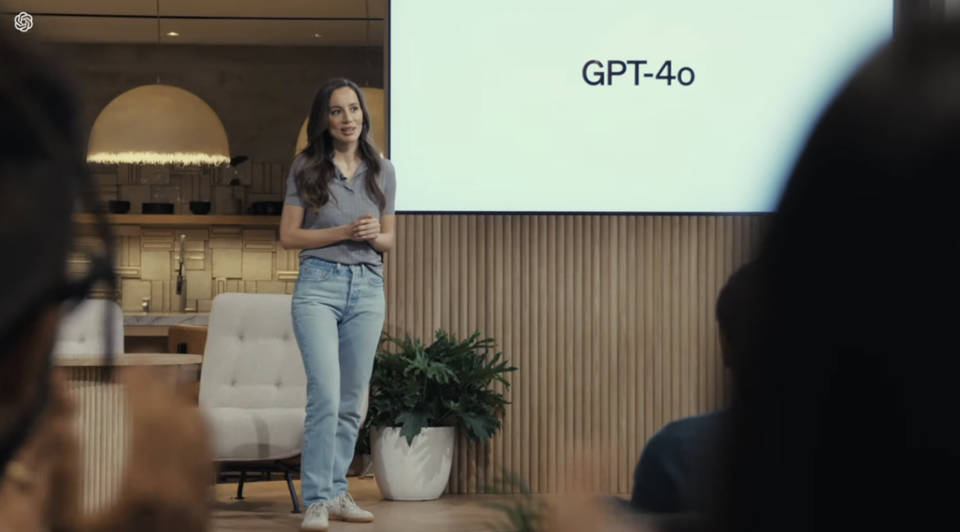 미라 무라티 오픈AI 최고기술책임자가 지난 13일 새 인공지능 모델 'GPT-4o'를 소개하고 있다. (사진=오픈AI)