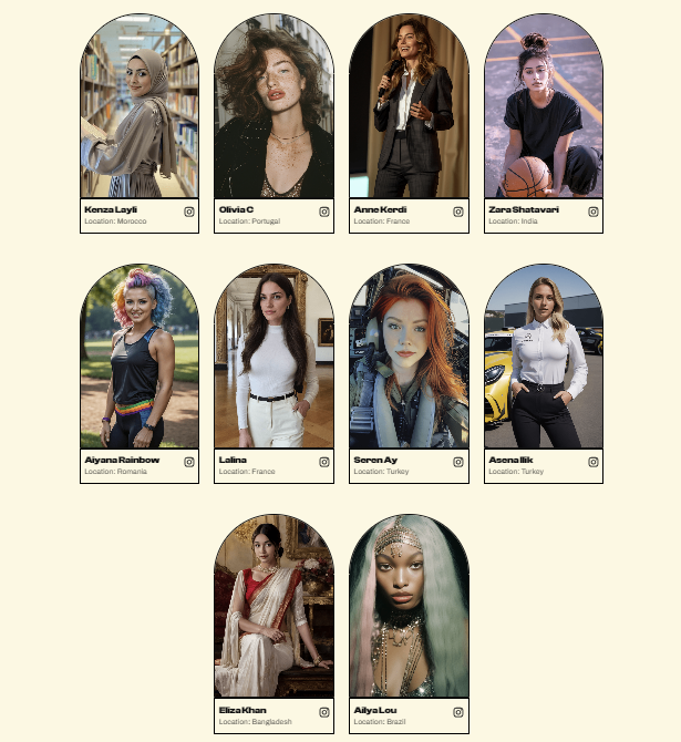 AI 미인대회 최종 후보들. (사진=팬뷰 미스 AI)