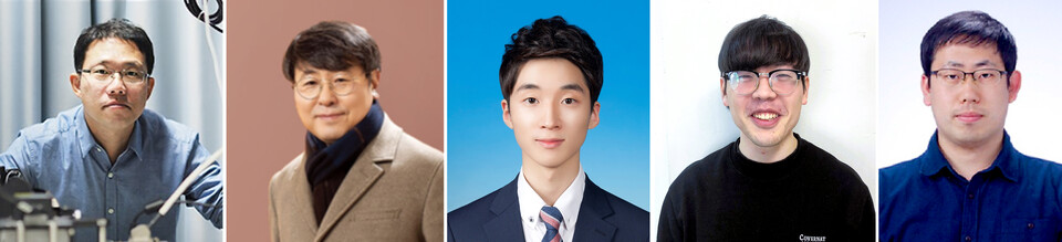 왼쪽부터 GIST 화학과 이강택 교수, 중앙대학교 화학과 성재영 교수, GIST 화학과 이은상 박사, 중앙대학교 화학과 김동희 박사과정학생, GIST 화학과 송요한 박사. (사진=지스트)