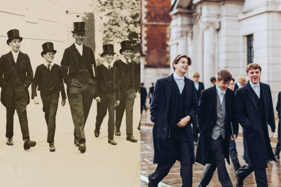 왼쪽 사진은 1926년 이튼 칼리지를 다니던 학생들. (사진=이튼 칼리지)