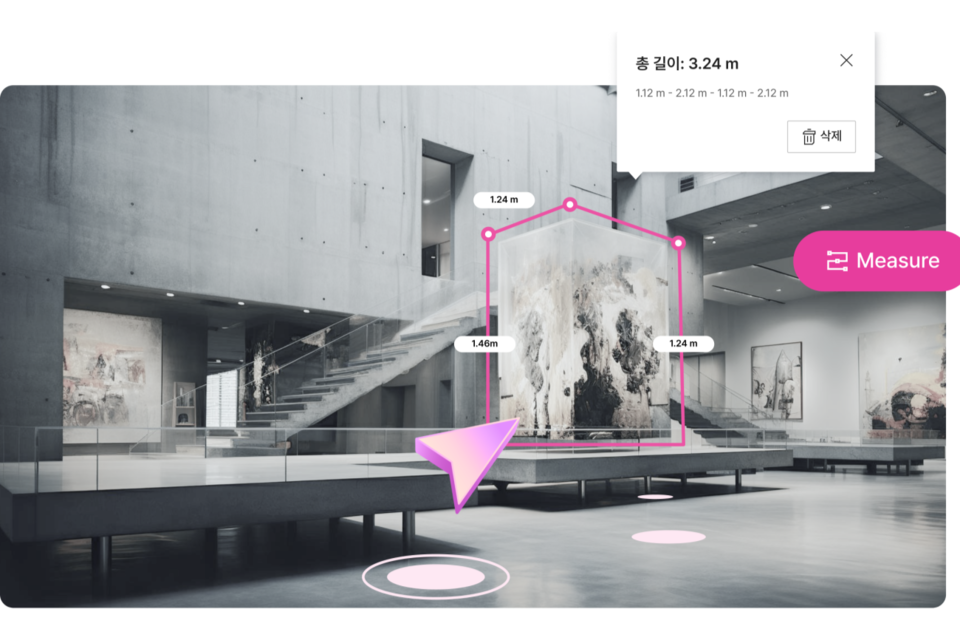 와이더스를 활용해 공간 측정 기능을 사용한 예시 화면. (사진=맥스트)