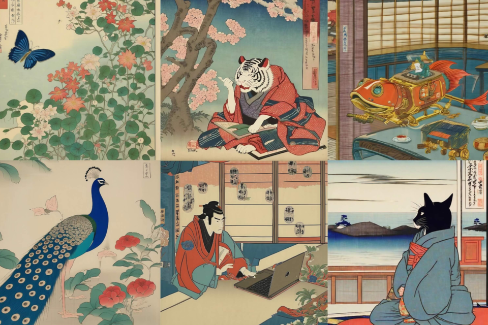 에보-우키요에로 생성한 이미지. (사진=사카나 AI)