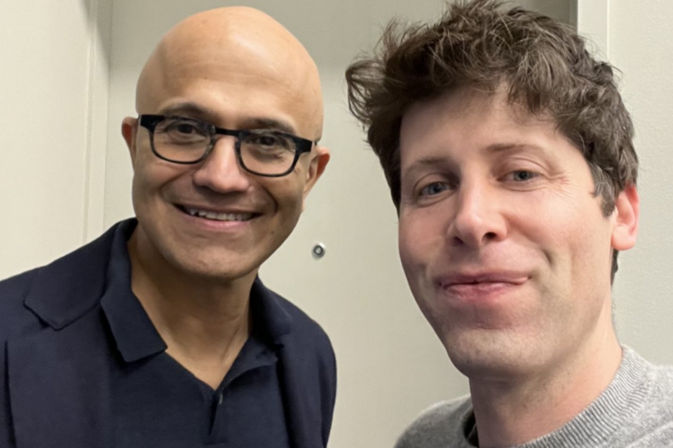 사티아 나델라 MS CEO(왼쪽)과 샘 알트만 오픈AI CEO. (사진=샘 알트만 X)