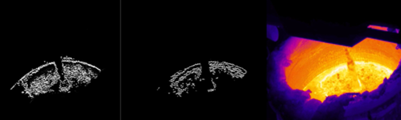 래들 내의 용탕 레벨 측정 사진(특허 제 10-2676321호). (사진=아이티브에이아이)