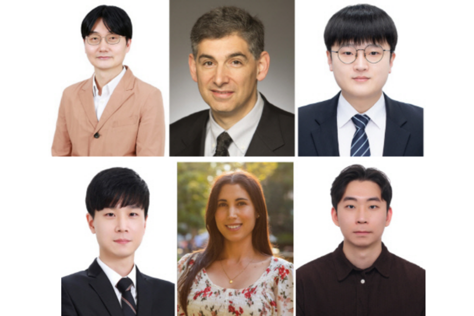 왼쪽 상단부터 시계방향으로 서울대 이태우 교수, 미국 펜실베이니아대학 앤드류 M. 라페 교수, 서울대 김동혁 학생, 서울대 우승제 박사, 펜실베이니아대학 클라우디아 페레이라 에울모 박사, 서울대 박민호 박사. (사진=서울대학교 공과대학)