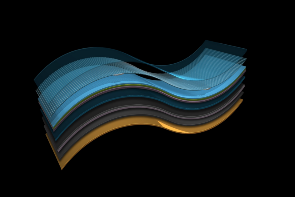 한화시스템 사내벤처 플렉셀 스페이스가 개발한 ‘우주용 탠덤 유연 태양전지’ 셀 구조. (사진=한화시스템)