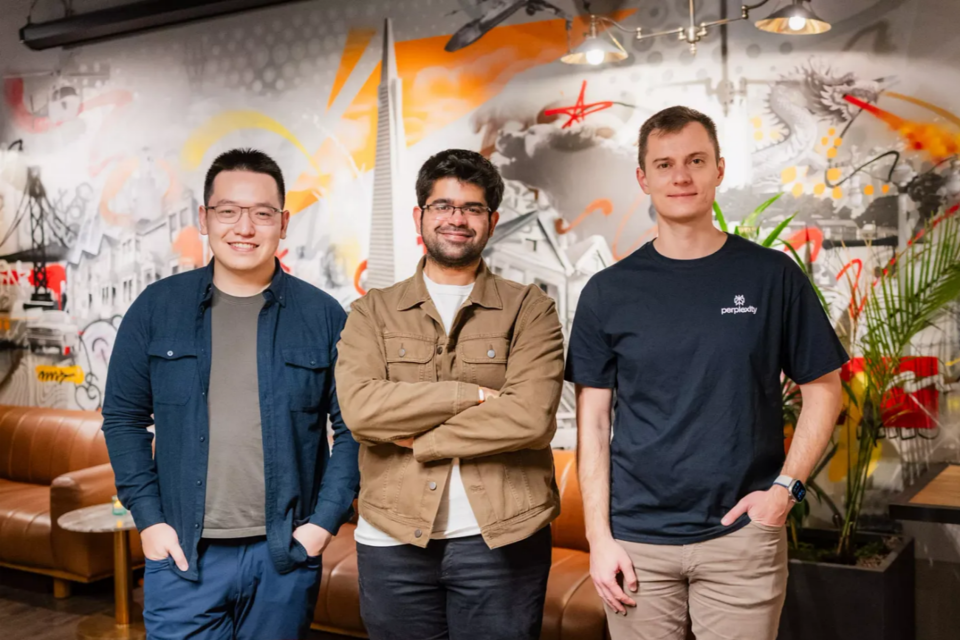 왼쪽부터 Johnny Ho, Aravind Srinivas, Denis Yarats 퍼플렉시티 공동창업자. (사진=퍼플렉시티)