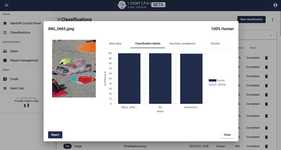 아이덴티프AI 플랫폼으로 사진의 출처를 분석한 결과. (사진=아이덴티프AI)