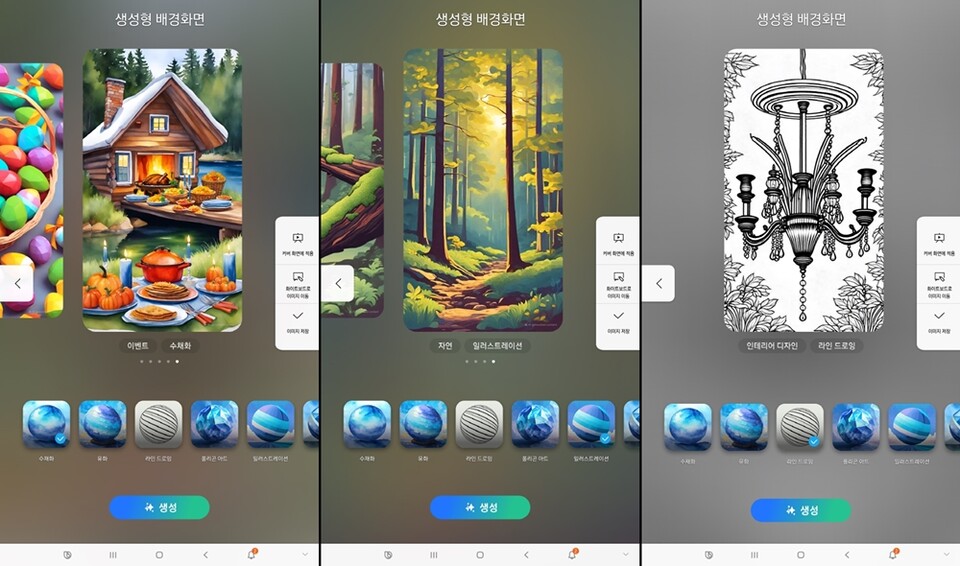삼성전자 ‘비스포크 AI 패밀리허브’ 냉장고의 ‘생성형 배경 화면’ 모습. (사진=삼성전자)