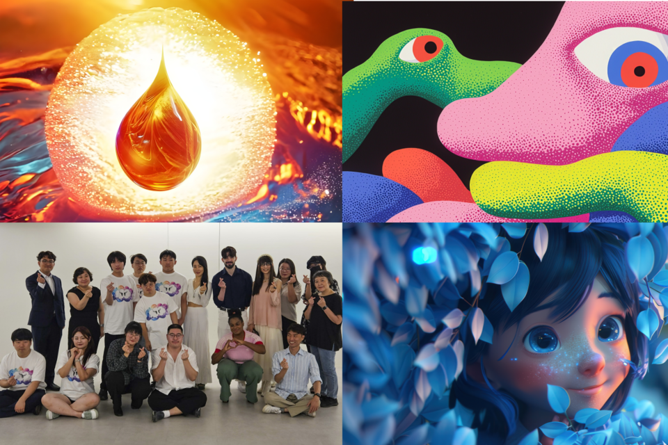 한국AI작가협회 아티스트들의 작품. 왼쪽 상단부터 시계방향으로 김정균, 홍세정, 클레오킴 작가의 작품. (사진=한국AI작가협회)