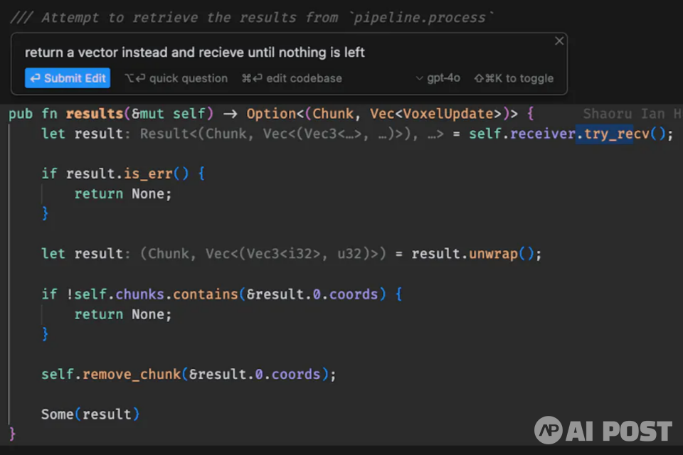 애니스피어가 개발한 AI 코딩 도우미 '커서' (사진=애니스피어)