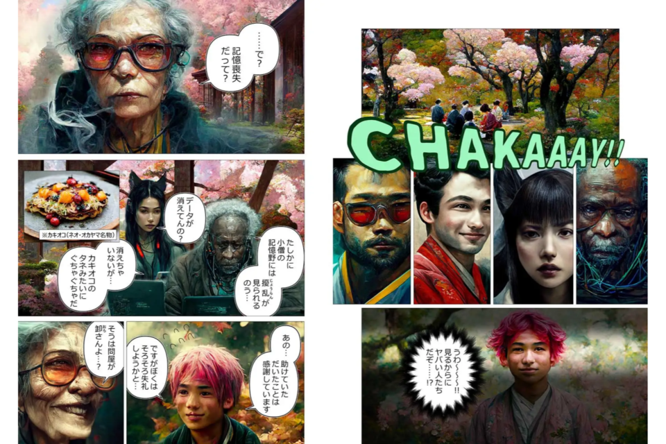 일본 만화가 루트포트가 AI 도구 미드저니로 그린 만화. (사진=신쵸사)