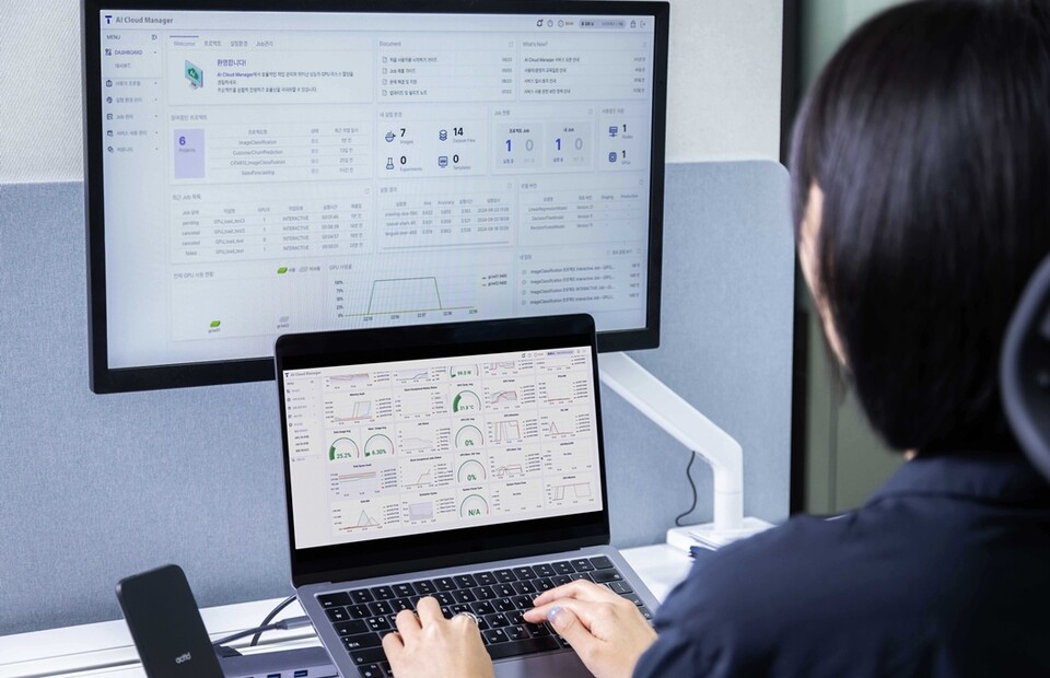 SKT 직원들이 솔루션을 테스트하고 있는 모습. (사진=SK텔레콤)