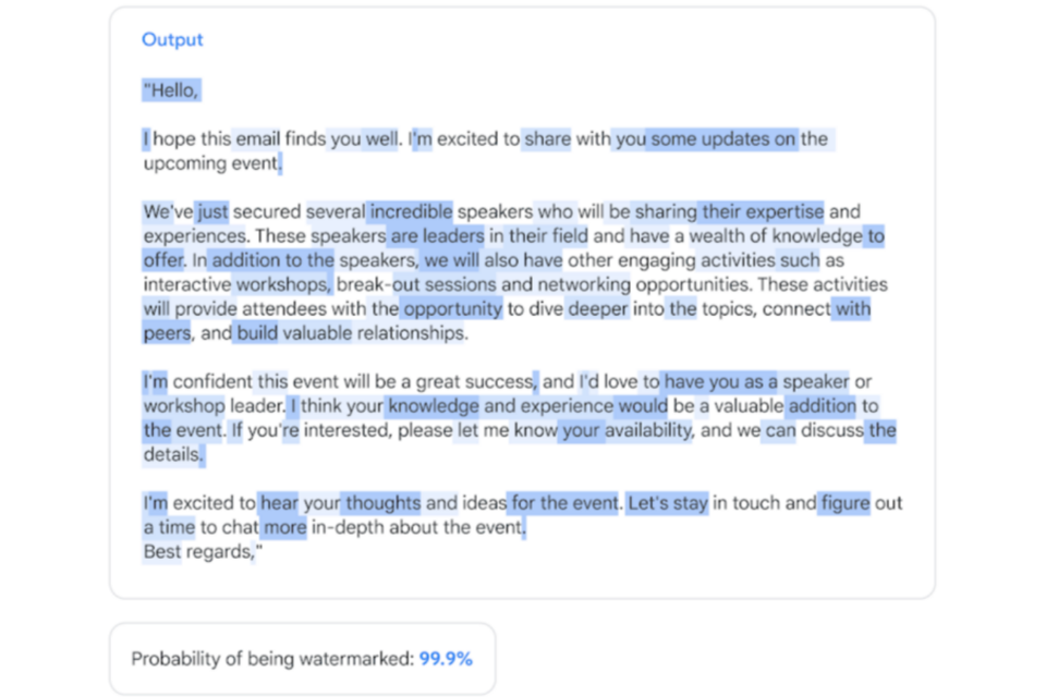 신스ID 텍스트는 AI로 작성된 문장을 탐지할 수 있다. (사진=구글)