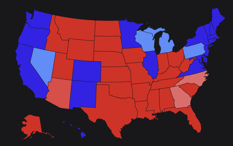 미국 스타트업 아루의 AI 선거 예측 모델이 2024 미국 대통령 선거 결과를 예측했다. (사진=아루)