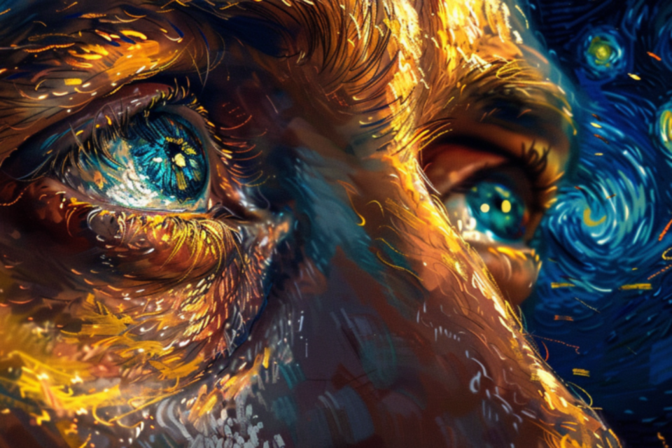 이미지 생성 AI 도구가 반 고흐의 화풍으로 '반 고흐'를 표현한 이미지. (사진=미드저니)