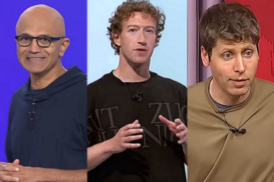 왼쪽부터 사티아 나델라 MS CEO, 마크 저커버그 메타 CEO. 샘 알트만 오픈AI CEO. (사진=AI포스트 DB)