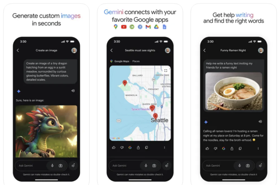 아이폰용 제미나이 앱. (사진=구글)