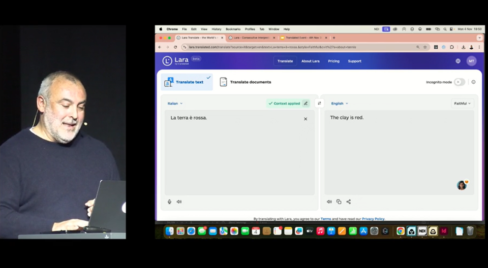 트랜스레이티드가 개발한 AI 번역 도구 '라라'를 소개하는 모습. (사진=트랜스레이티드)