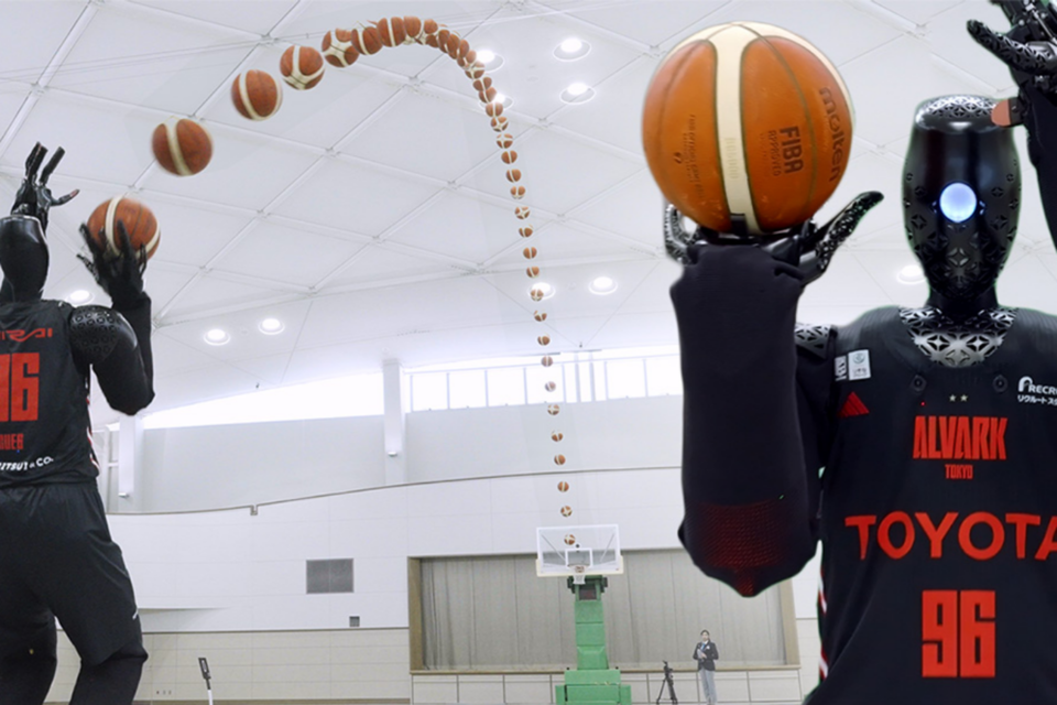 토요타의 AI 농구 로봇이 24m 거리에서 자유투를 성공시켰다. (사진=토요타)