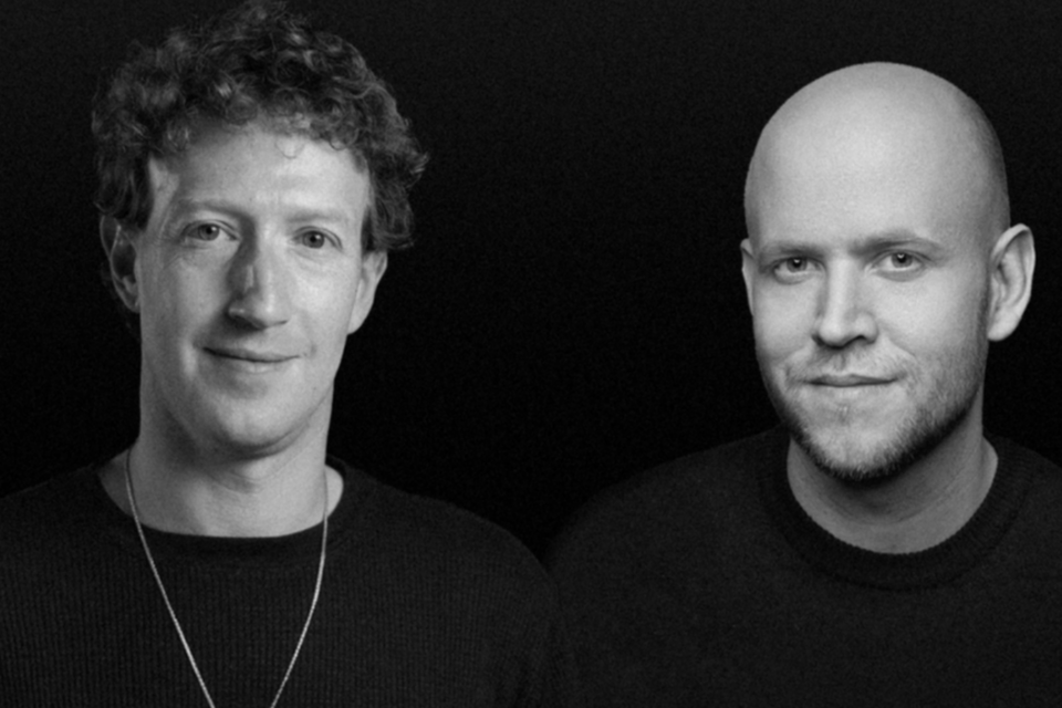 EU의 AI 규제에 대해 반대 목소리를 내고 있는 마크 저커버그 메타 최고경영자(CEO)와 다니엘 에크 스포티파이 CEO. (사진=메타)