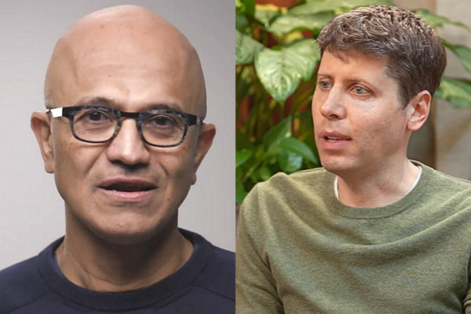 사티아 나델라 MS 최고경영자와 샘 알트만 오픈AI CEO. (사진=X, David Perell Youtube)