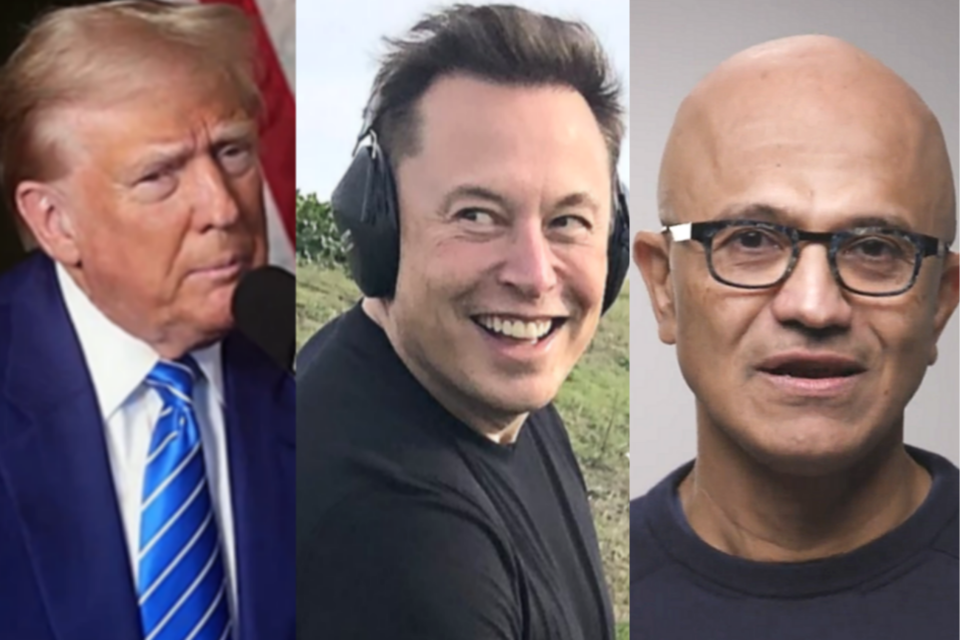 (사진=렉스 프리드먼 X, 일론 머스크 X, 사티아 나델라 X)