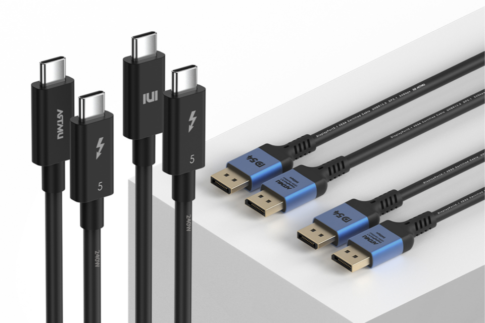 아트뮤의 썬더볼트5 케이블과 DP2.1 케이블. (사진=아트뮤코리아)