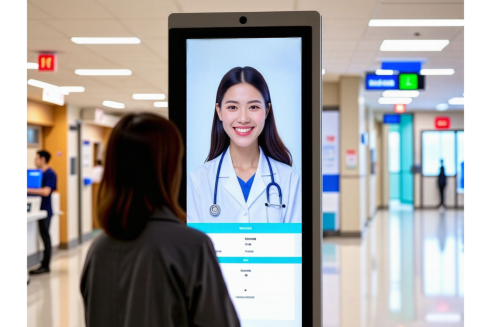한 환자가 병원 키오스크를 통해 비대면 진료 서비스를 이용하고 있다. (사진=다이브블루랩스)