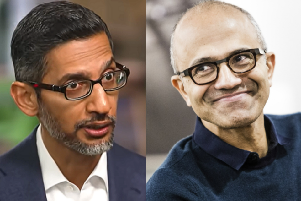 순다르 피차이 구글 CEO와 사티아 나델라 MS CEO. (사진=AI포스트 DB)