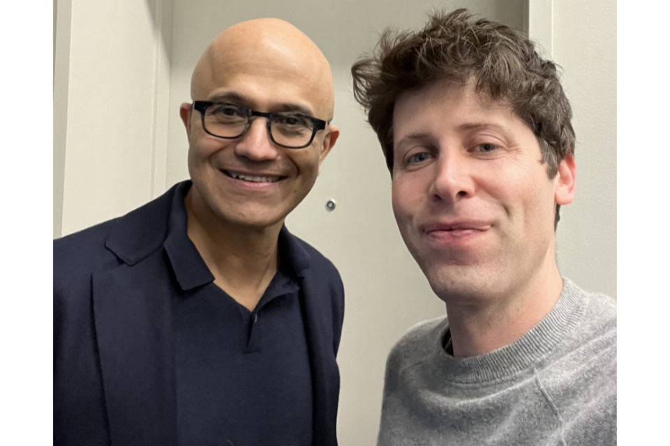 사티아 나델라 MS CEO와 샘 알트만 오픈AI CEO. (사진=알트만 X)